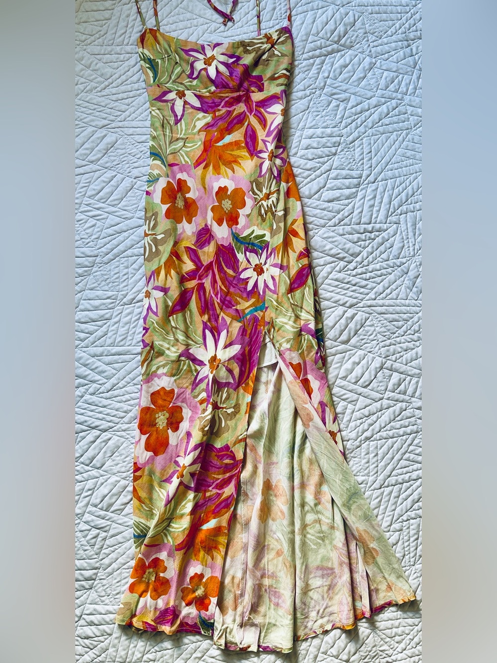 ASTR The Label Gabriella Floral Tropical Maxi Dress With Split